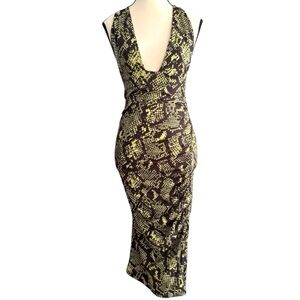 Missguided Women’s Bodycon Dress – Size 2, XS-Small, Animal Snake Print